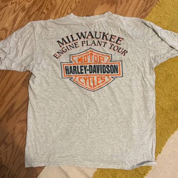 Vintage Harley-Davidson Light Gray and Orange Graphic Tee - Picture 3 of 3